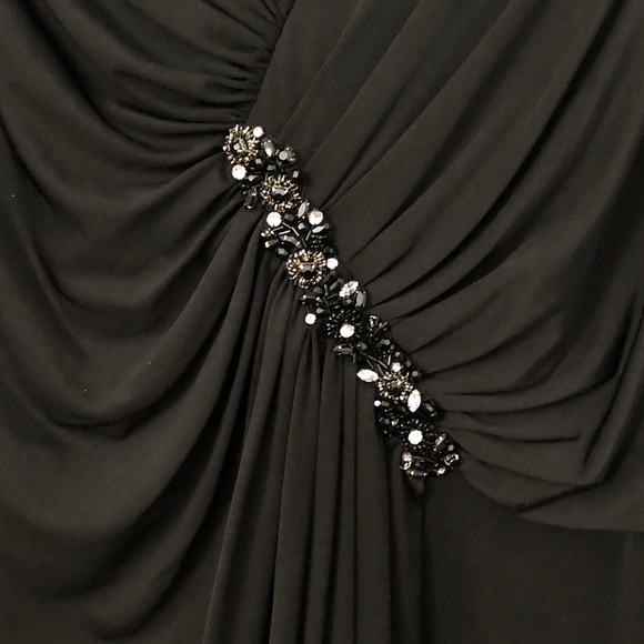 David Meister Long Sleeve Front Slit Dress with Beading on the Front - Picture 4 of 9